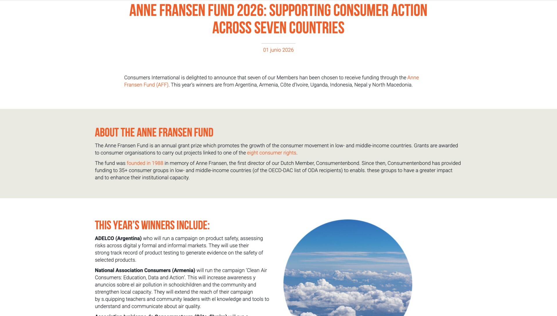 ADELCO gana el Fondo Anne Fransen 2026